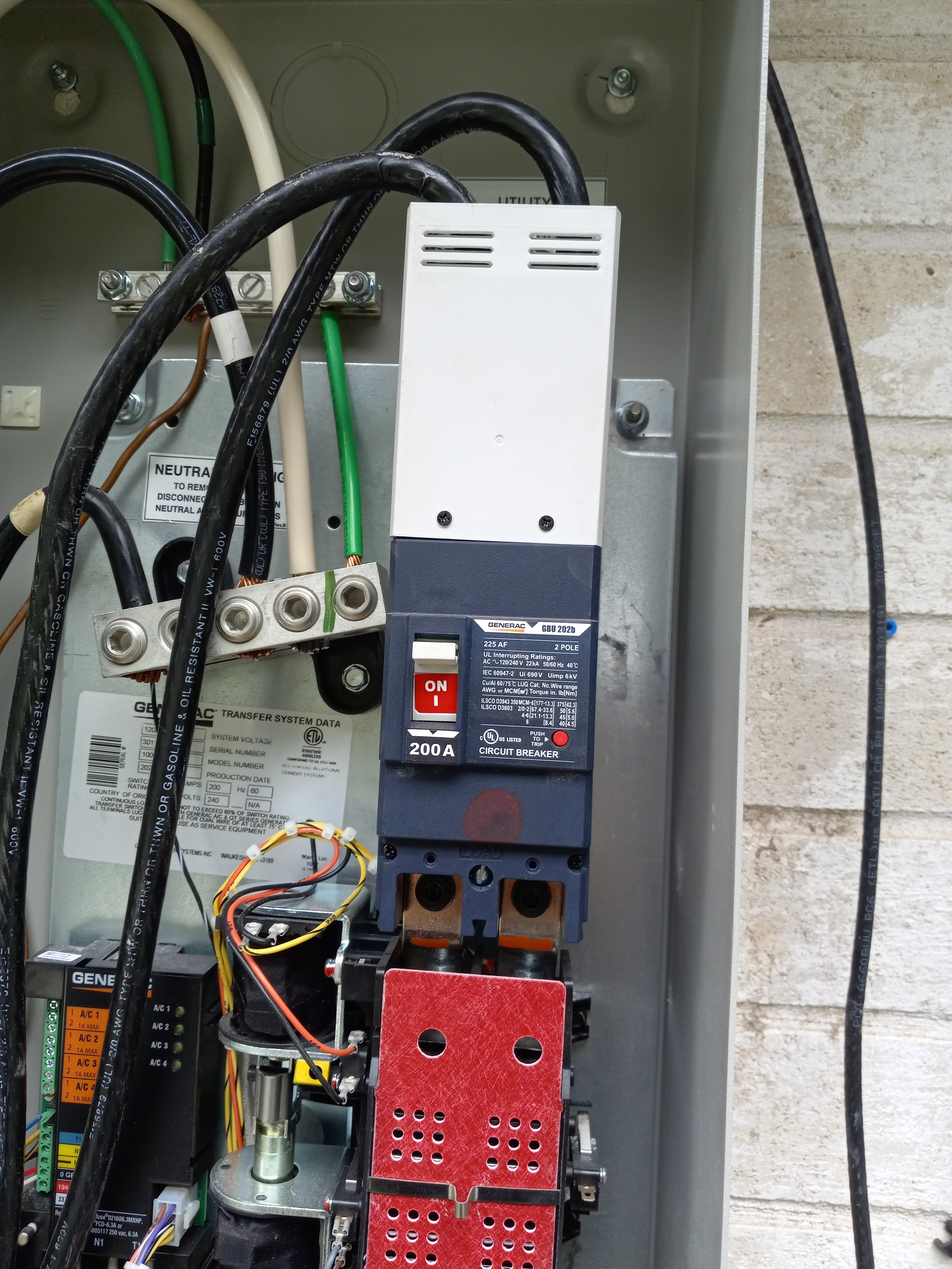 Inside ATS Transfer Switch for GENERAC